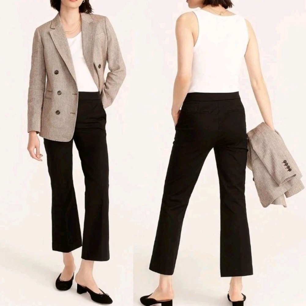 J Crew Womens 12 Petite NWT Hayden Bi-Stretch Cotton Kickout Crop Pant Black $98